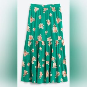 2X Gilli Teal Green Orange Floral Maxi Skirt